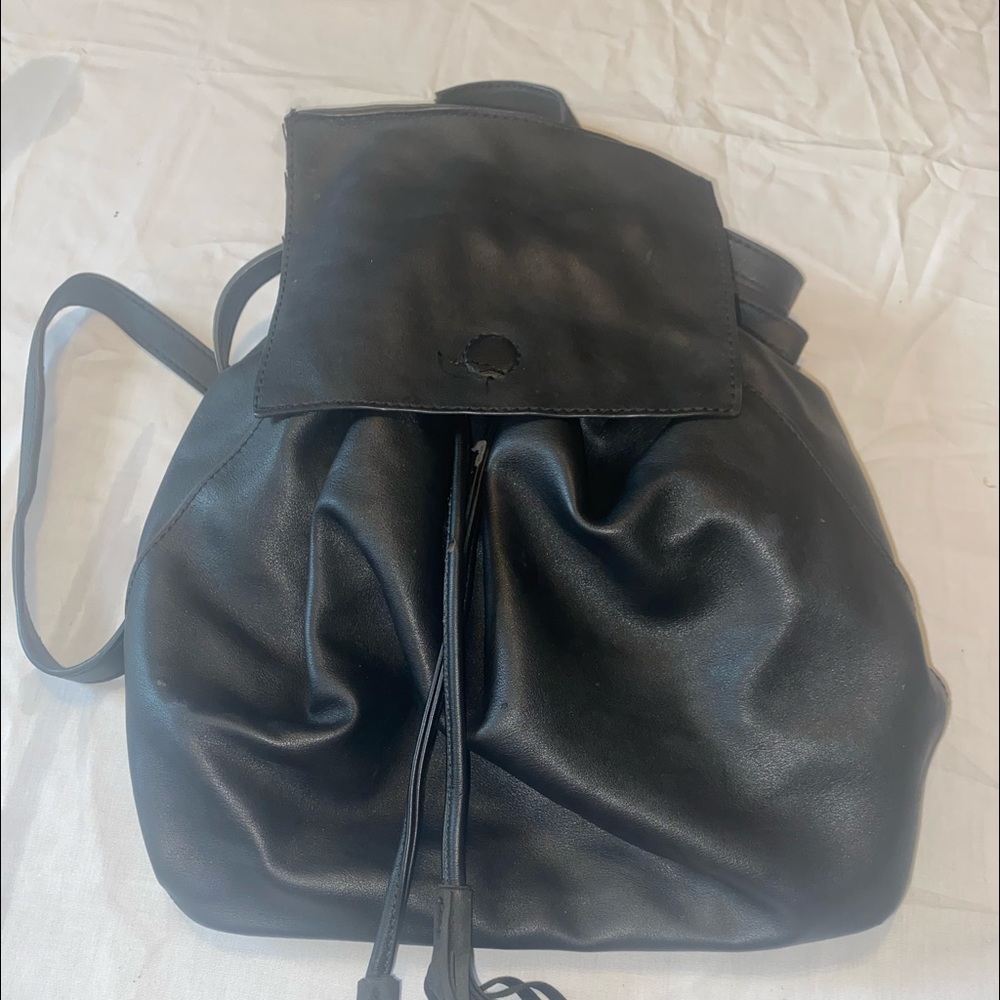 fake leather drawstring book bag